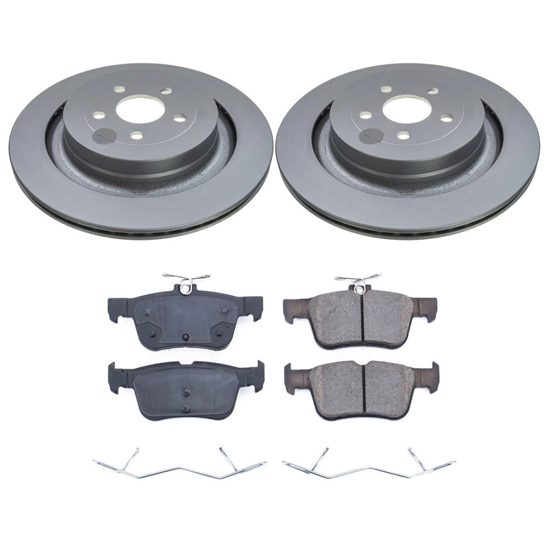 Ford Edge Brake Kit - Rear - PowerStop - Genuine Geomet Coated Rotors + Z17 Low-Dust Ceramic Pads - `22-`24