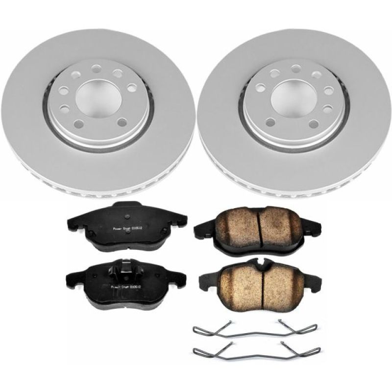 Saab 9-3 Brake Kit - Front - PowerStop - Geomet Coated Rotors + Z23 Carbon-Fiber Ceramic Pads - `03-`11