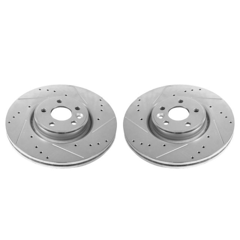 Volvo S60 Brake Rotors (2) - Front - PowerStop - Evolution Drilled & Slotted - Silver - `12-`18