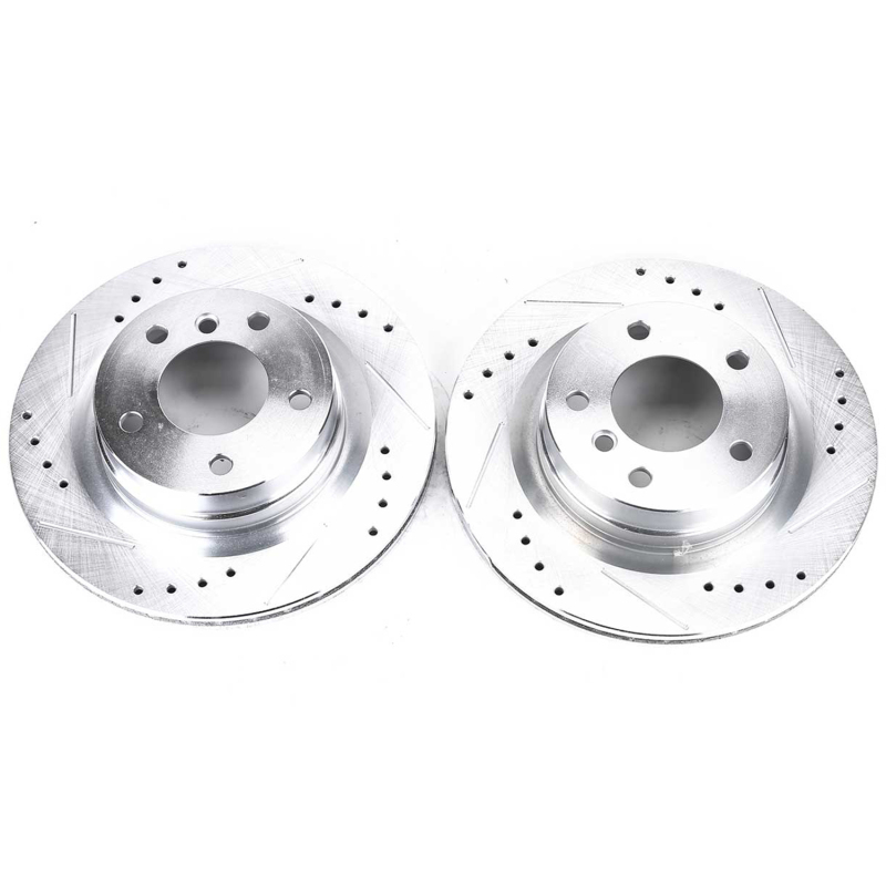 BMW 3 Series Brake Rotors (2) - Rear - PowerStop - Evolution Drilled & Slotted - Silver - 2006