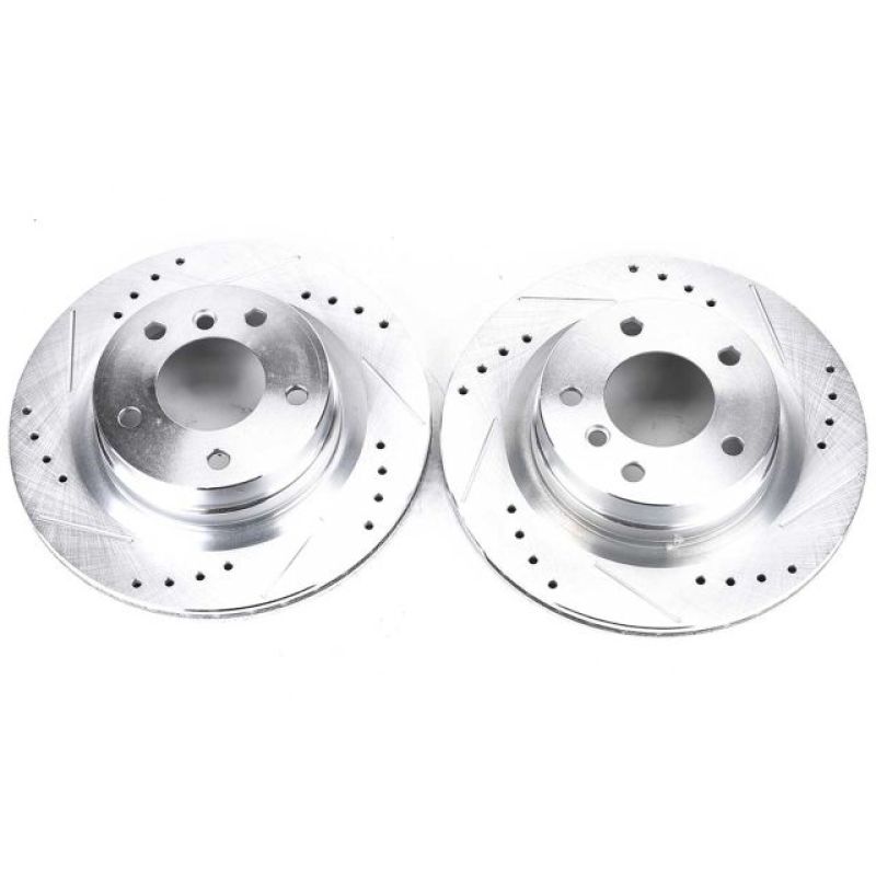 BMW 3 Series Brake Rotors (2) - Rear - PowerStop - Evolution Drilled & Slotted - Silver - 2006