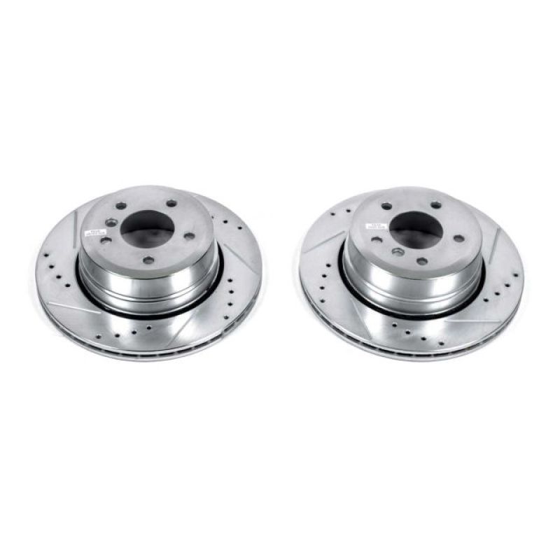 BMW 535i Brake Rotors (2) - Rear - PowerStop - Evolution Drill/Slot - Silver - `09-`10 BMW 535i Brake Rotors (2) - Rear - PowerStop - Evolution Drill/Slot - Silver - `09-`10