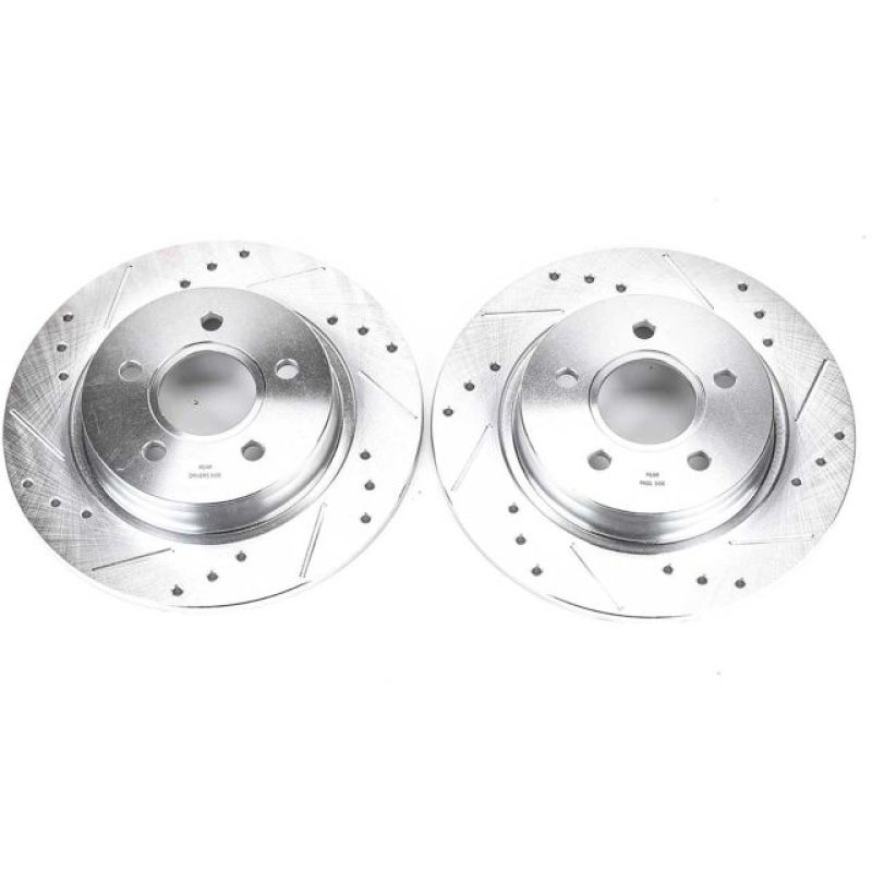 Volvo C30 Brake Rotors (2) - Rear - PowerStop - Evolution Drilled & Slotted - Silver - `08-`13