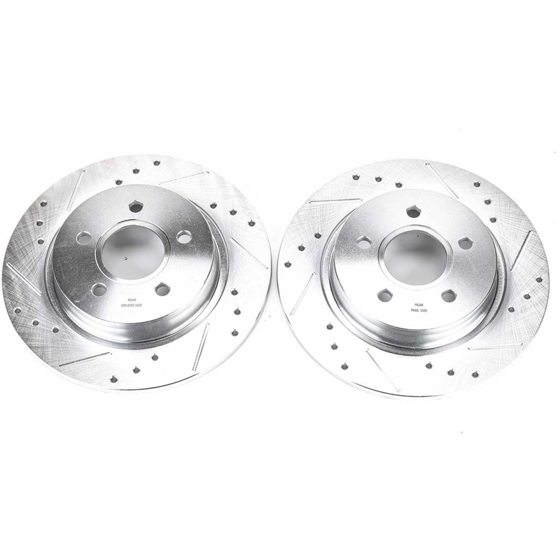 Volvo C30 Brake Rotors (2) - Rear - PowerStop - Evolution Drilled & Slotted - Silver - `08-`13