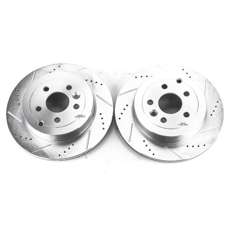 Land Rover LR2 Brake Rotors (2) - Rear - PowerStop - Evolution Drilled & Slotted, Zinc Plated - Silver Zinc - `08-`12 Land Rover LR2 Brake Rotors (2) - Rear - PowerStop - Evolution Drilled & Slotted, Zinc Plated - Silver Zinc - `08-`12