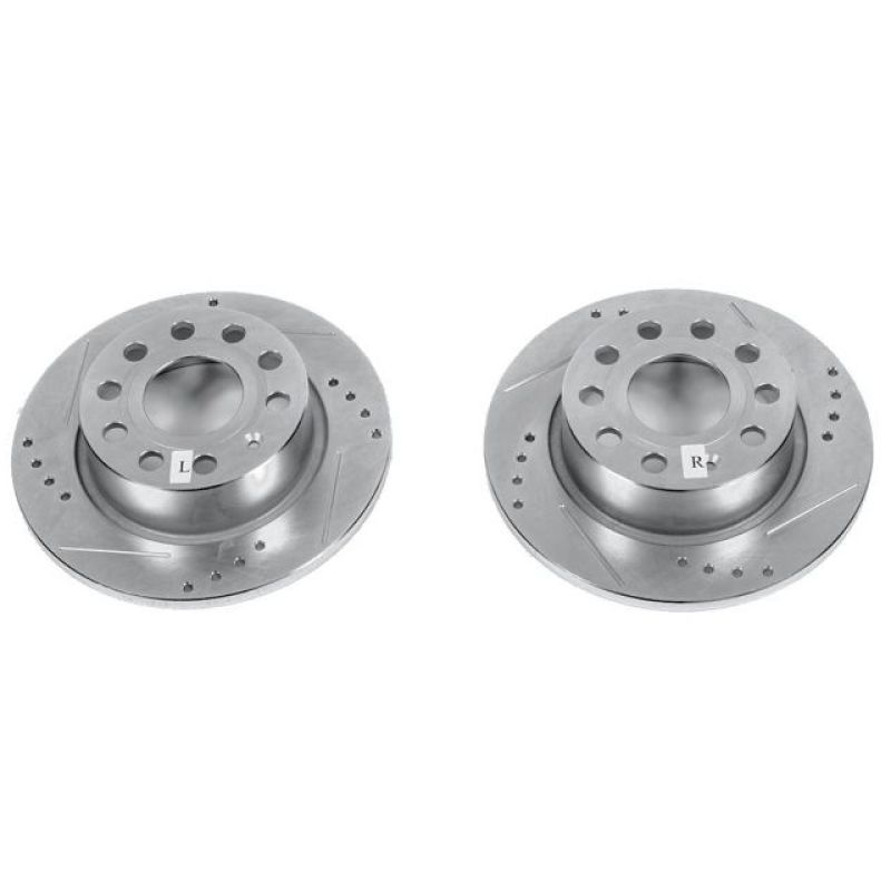 Volkswagen Eos Brake Rotors (2) - Front or Rear - PowerStop - Evolution Drilled & Slotted - Silver - 2016