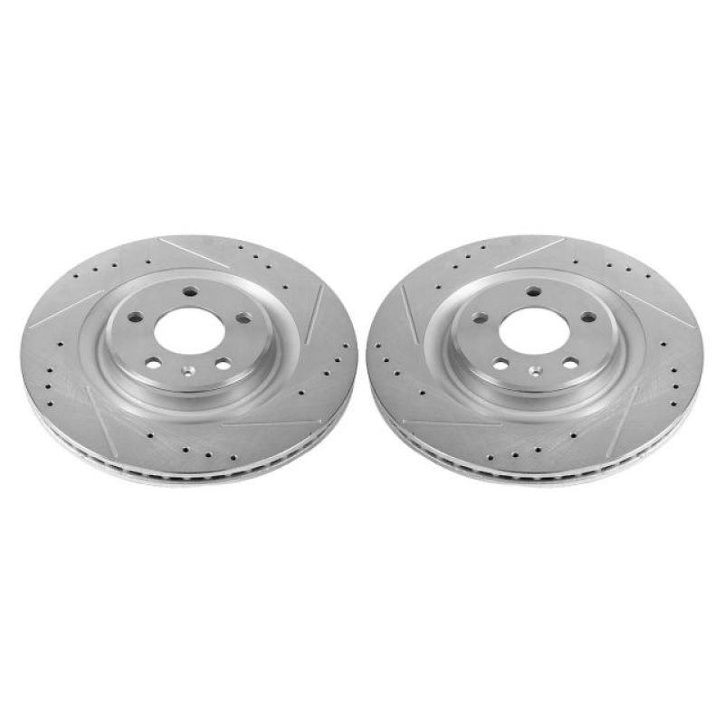 Audi A4 Brake Rotors (2) - Rear - PowerStop - Evolution Drill/Slot - Silver - `17-`19 Audi A4 Brake Rotors (2) - Rear - PowerStop - Evolution Drill/Slot - Silver - `17-`19