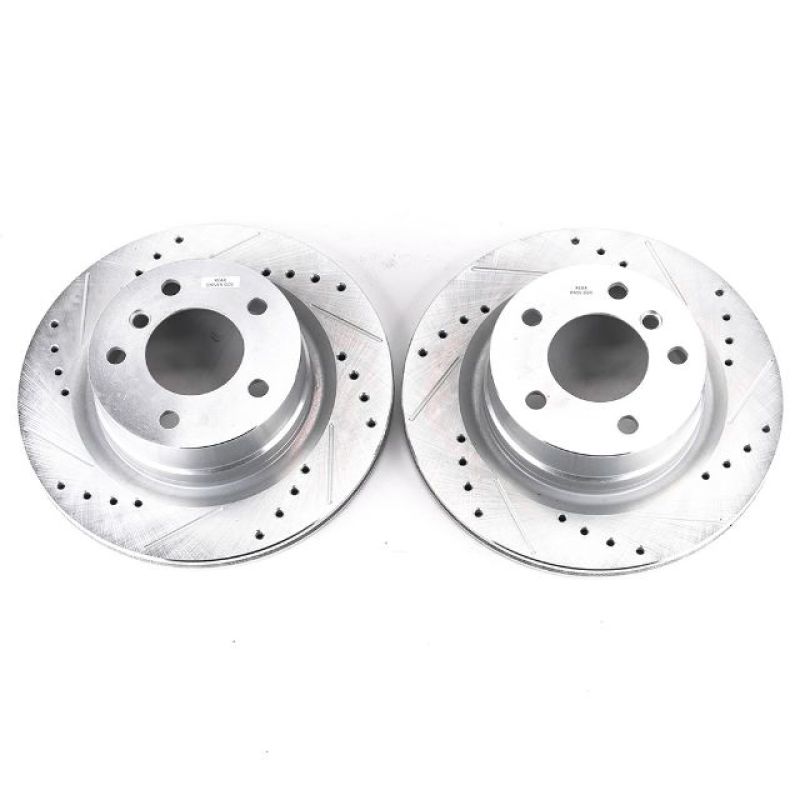 BMW 1 Series Brake Rotors (2) - Rear - PowerStop - Evolution Drilled & Slotted - Silver - `08-`13 BMW 1 Series Brake Rotors (2) - Rear - PowerStop - Evolution Drilled & Slotted - Silver - `08-`13