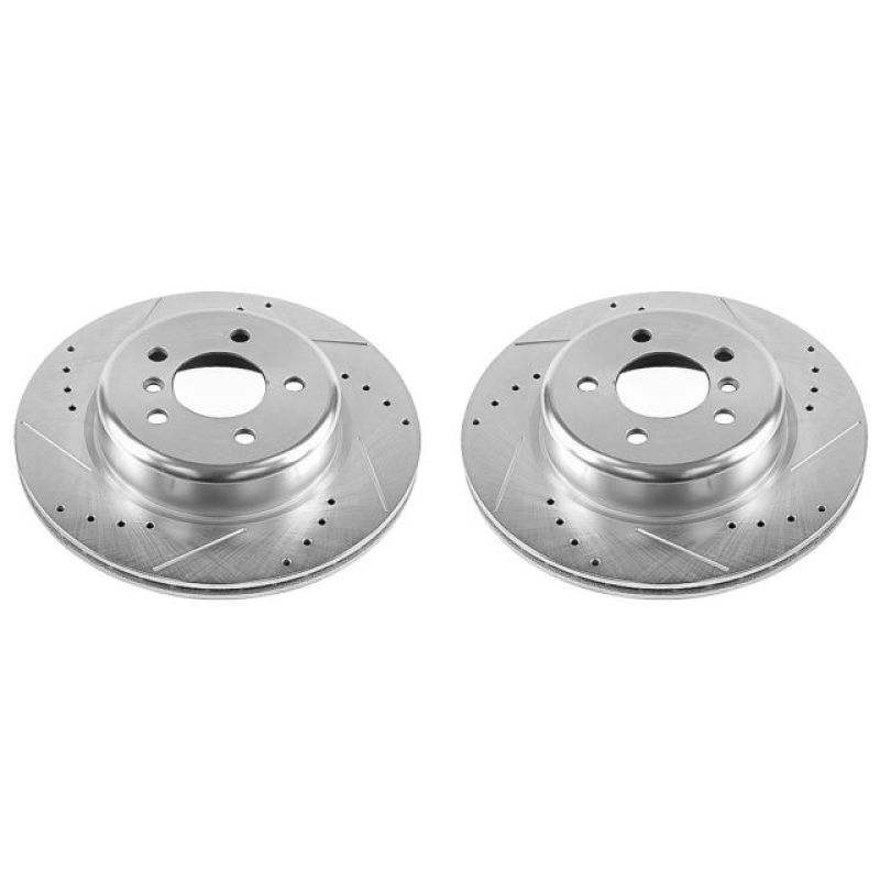 BMW 535i Brake Rotors (2) - Rear - PowerStop - Drilled & Slotted - Silver - `11-`16 BMW 535i Brake Rotors (2) - Rear - PowerStop - Drilled & Slotted - Silver - `11-`16