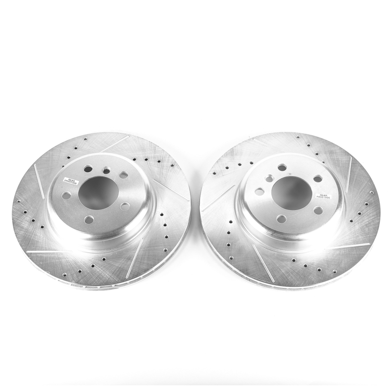 BMW ActiveHybrid 7 Brake Rotors (2) - Rear - PowerStop - Evolution Drilled & Slotted - Silver - `13-`15