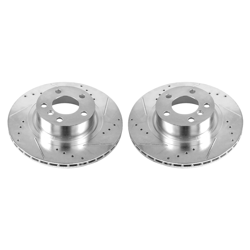 BMW X3 Brake Rotors (2) - Rear - PowerStop - Evolution Drilled & Slotted - Silver - `11-`17