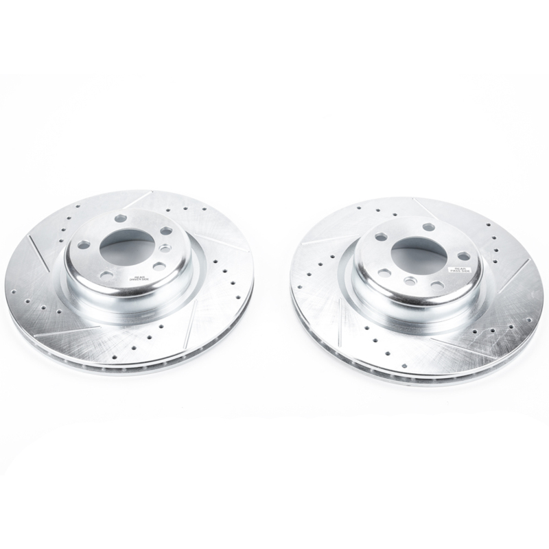 BMW 2 Series Brake Rotors (2) - Rear - PowerStop - Evolution Drilled & Slotted - Silver - `14-`16