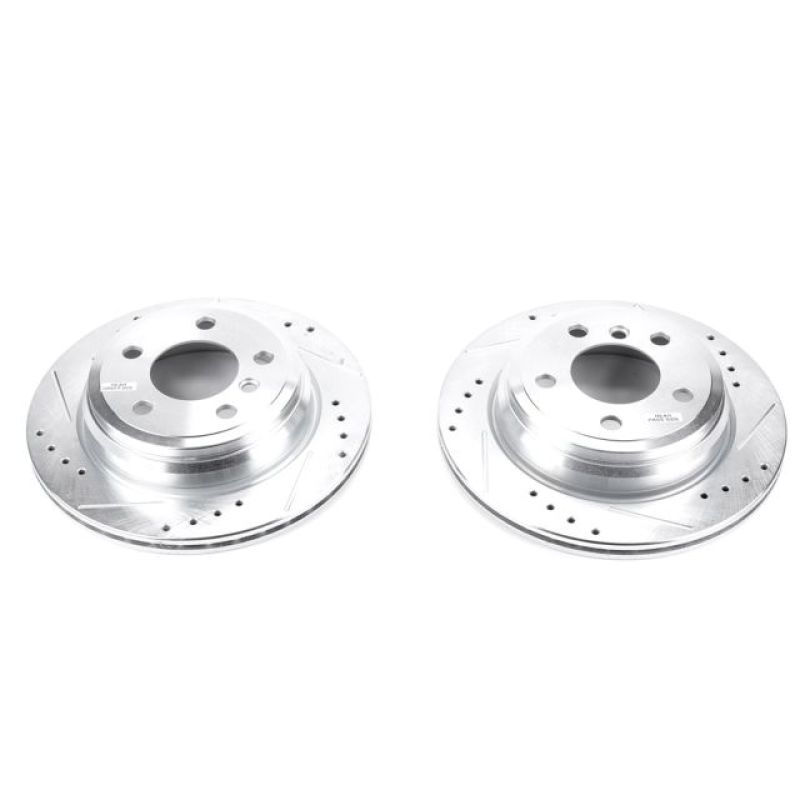 BMW 3 Series Brake Rotors (2) - Rear - PowerStop - Evolution Drilled & Slotted - Silver - `13-`18 BMW 3 Series Brake Rotors (2) - Rear - PowerStop - Evolution Drilled & Slotted - Silver - `13-`18