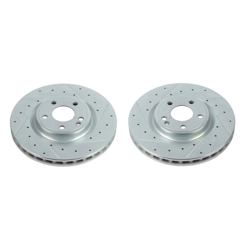 Infiniti QX30 Brake Rotors (2) - Front - PowerStop - Evolution Drilled & Slotted - Silver - `17-`19