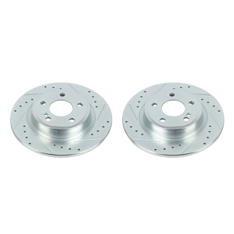 Infiniti QX30 Brake Rotors (2) - Rear - PowerStop - Evolution Drilled & Slotted Zinc Plated - Silver - `17-`19