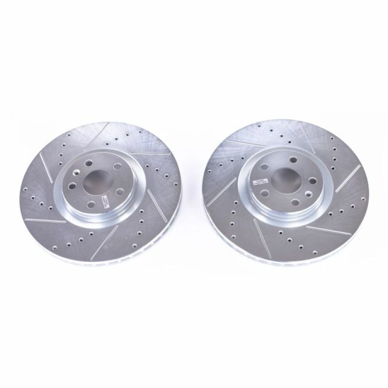 Volvo S90 Brake Rotors (2) - Front - PowerStop - Evolution Drilled & Slotted - Silver - `16-`18