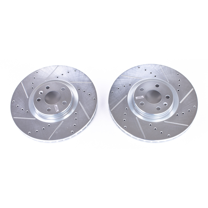 Volvo S90 Brake Rotors (2) - Front - PowerStop - Evolution Drilled & Slotted - Silver - `16-`18