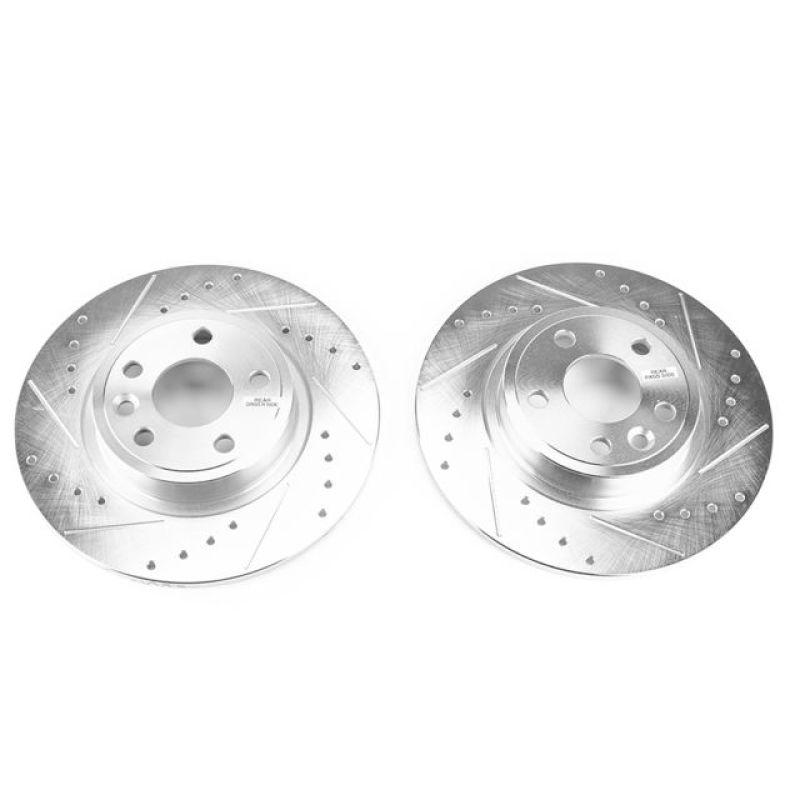 Land Rover Discovery Sport Brake Rotors (2) - Rear - PowerStop - Evolution Drilled & Slotted, Zinc Plated - Silver Zinc - `15-`19 Land Rover Discovery Sport Brake Rotors (2) - Rear - PowerStop - Evolution Drilled & Slotted, Zinc Plated - Silver Zinc - `15-`19