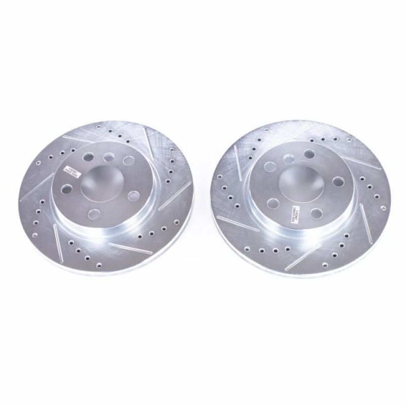 BMW i3 Brake Rotors (2) - Front - PowerStop - Evolution Drilled & Slotted - Silver Zinc Plated - `14-`19 BMW i3 Brake Rotors (2) - Front - PowerStop - Evolution Drilled & Slotted - Silver Zinc Plated - `14-`19