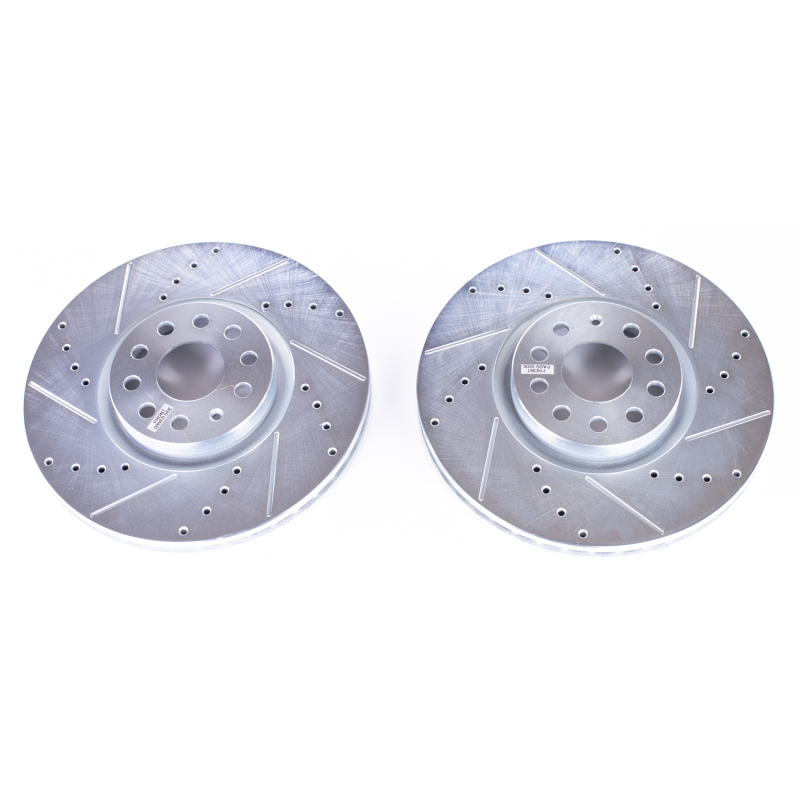 Volkswagen Atlas Brake Rotors (2) - Front - PowerStop - Evolution Drilled & Slotted - Silver - 2018
