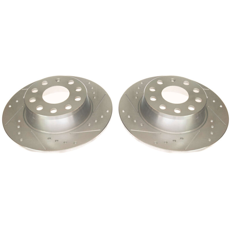 Volkswagen Jetta Brake Rotors (2) - Rear - PowerStop - Evolution Drilled & Slotted Zinc Plated Rotors - Silver - 2019