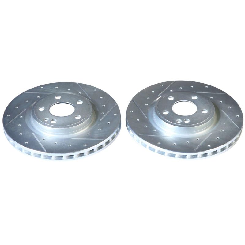 Infiniti QX30 Brake Rotors (2) - Front - PowerStop - Evolution Drilled & Slotted - Silver - `17-`19
