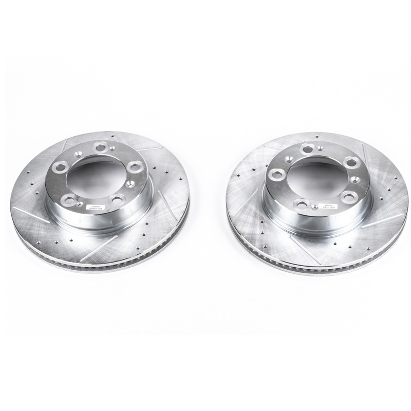 Porsche Boxster Brake Rotors (2) - Front - PowerStop - Evolution Drilled & Slotted - Silver - `97-`04