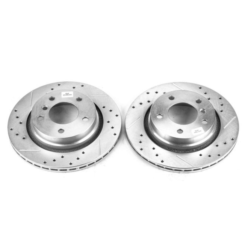 BMW 323i Brake Rotors (2) - Rear - PowerStop - Evolution Drilled/Slotted - Silver - 2000 BMW 323i Brake Rotors (2) - Rear - PowerStop - Evolution Drilled/Slotted - Silver - 2000