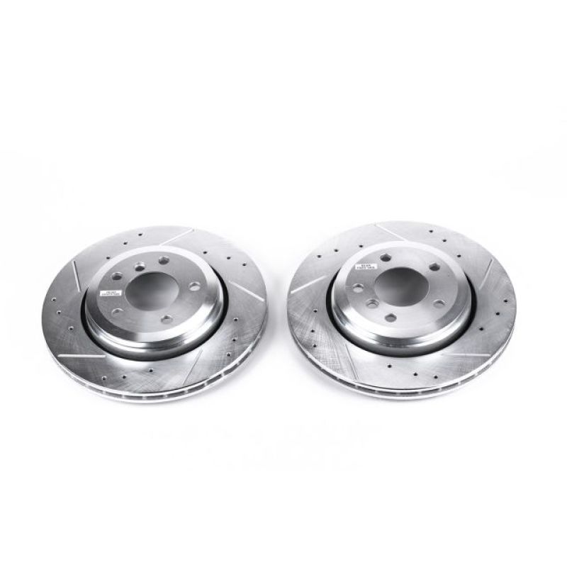BMW 3 Series Brake Rotors (2) - Rear - PowerStop - Evolution Drilled & Slotted - Silver - `01-`06 BMW 3 Series Brake Rotors (2) - Rear - PowerStop - Evolution Drilled & Slotted - Silver - `01-`06