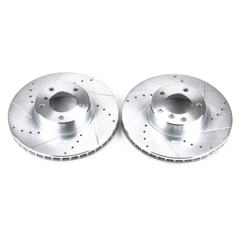 BMW 5 Series Brake Rotors (2) - Front - PowerStop - Evolution Drilled & Slotted - Silver - `01-`03 BMW 5 Series Brake Rotors (2) - Front - PowerStop - Evolution Drilled & Slotted - Silver - `01-`03