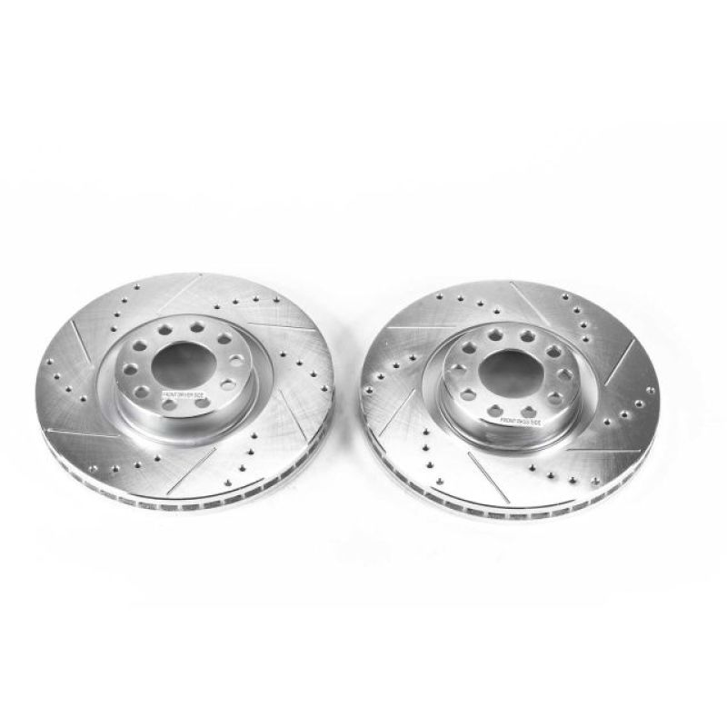 Audi A6 Quattro Brake Rotors (2) - Front - PowerStop - Evolution Drilled & Slotted Zinc Plated - `00-`04 Audi A6 Quattro Brake Rotors (2) - Front - PowerStop - Evolution Drilled & Slotted Zinc Plated - `00-`04