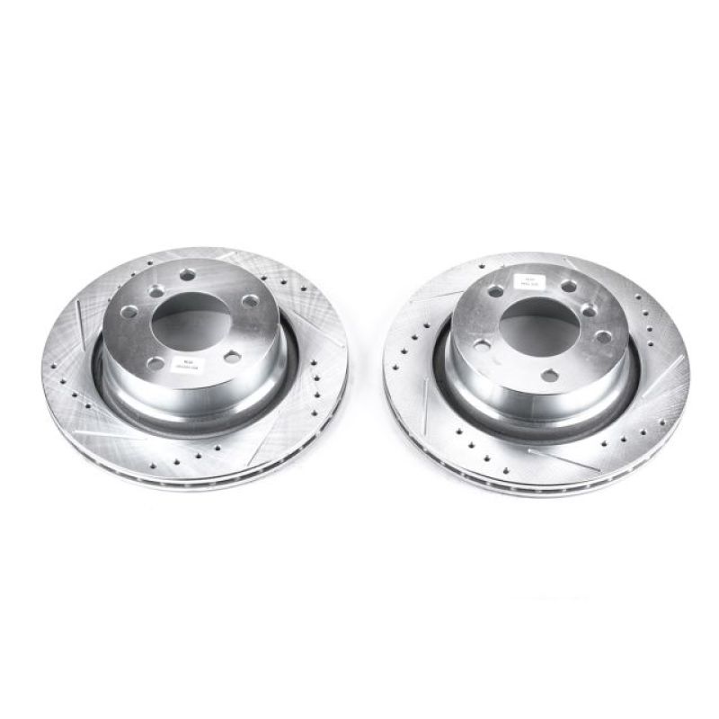 BMW Z4 Brake Rotors (2) - Rear - PowerStop - Evolution Drilled & Slotted - Silver - `03-`08 BMW Z4 Brake Rotors (2) - Rear - PowerStop - Evolution Drilled & Slotted - Silver - `03-`08