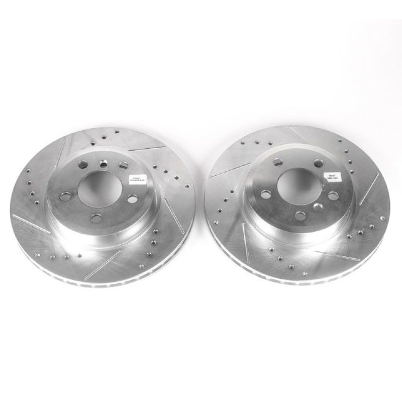 BMW X3 Brake Rotors (2) - Front - PowerStop - Evolution Drilled & Slotted - Silver - `04-`10 BMW X3 Brake Rotors (2) - Front - PowerStop - Evolution Drilled & Slotted - Silver - `04-`10