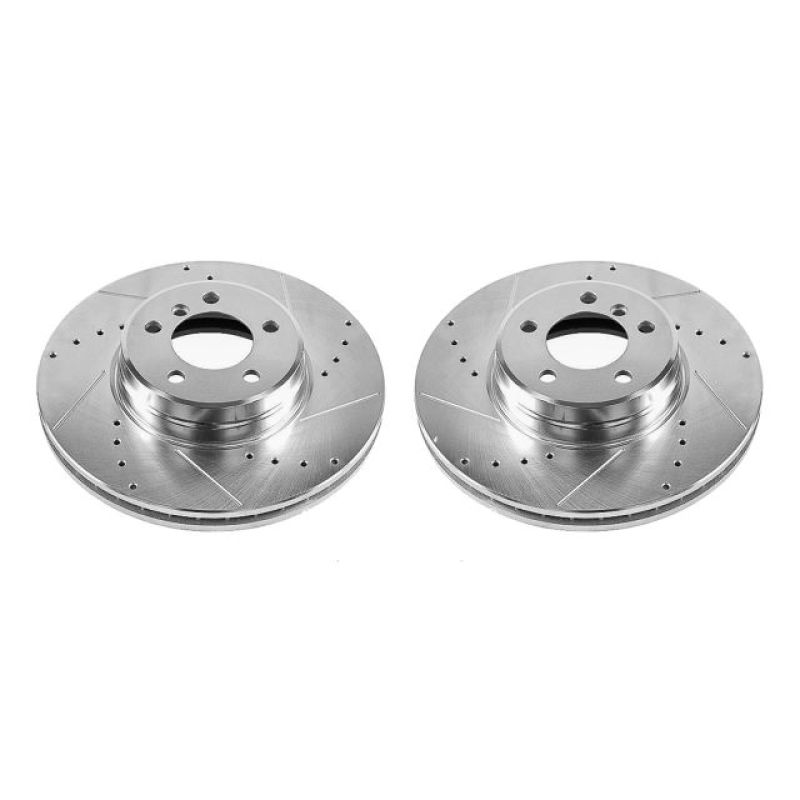 Land Rover Range Rover Brake Rotors (2) - Front - PowerStop - Evolution Drilled & Slotted - Silver Zinc Plated - `03-`05 Land Rover Range Rover Brake Rotors (2) - Front - PowerStop - Evolution Drilled & Slotted - Silver Zinc Plated - `03-`05