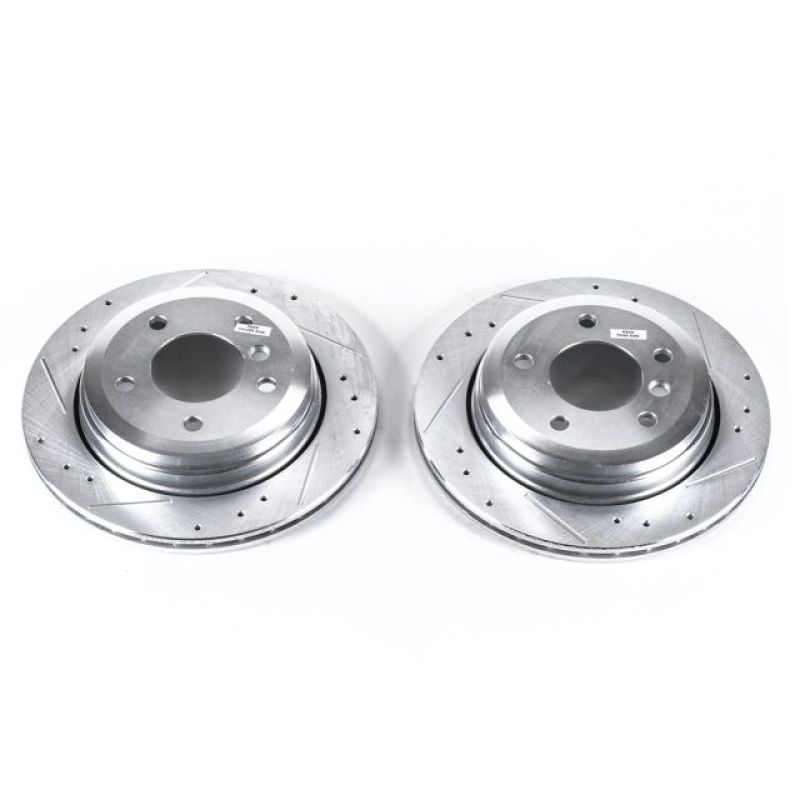 BMW 3 Series Brake Rotors (2) - Rear - PowerStop - Evolution Drilled & Slotted Rotors - Silver - `01-`05 BMW 3 Series Brake Rotors (2) - Rear - PowerStop - Evolution Drilled & Slotted Rotors - Silver - `01-`05