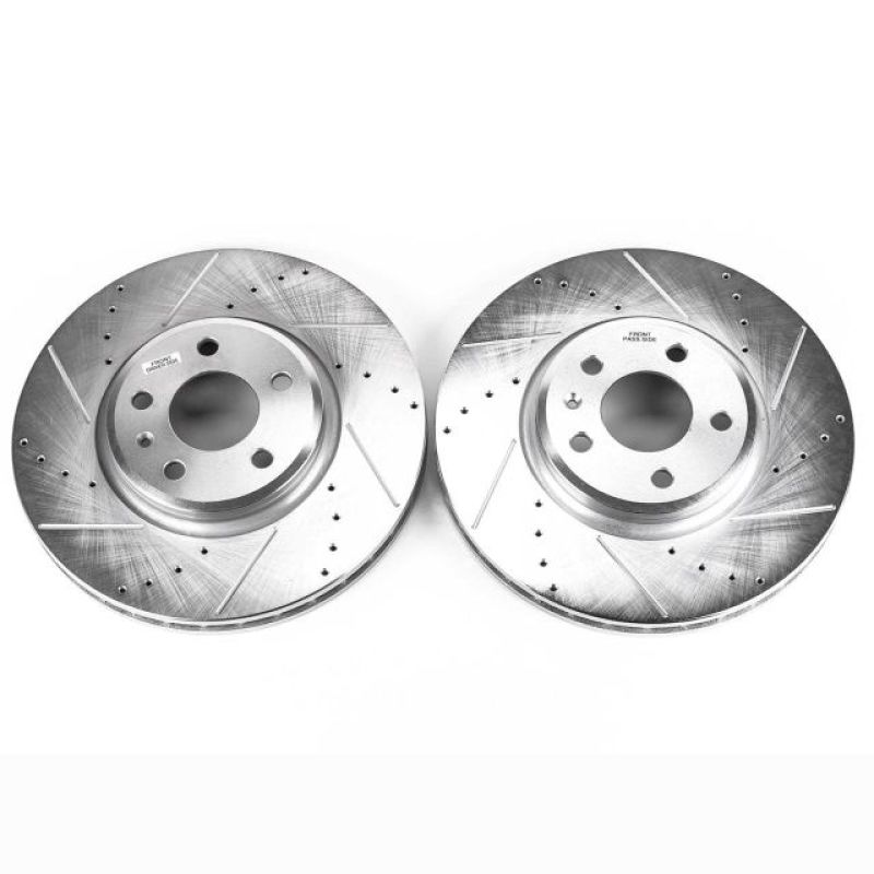 Audi A4 Brake Rotors (2) - Front - PowerStop - Evolution Drilled & Slotted - Silver - `09-`11 Audi A4 Brake Rotors (2) - Front - PowerStop - Evolution Drilled & Slotted - Silver - `09-`11