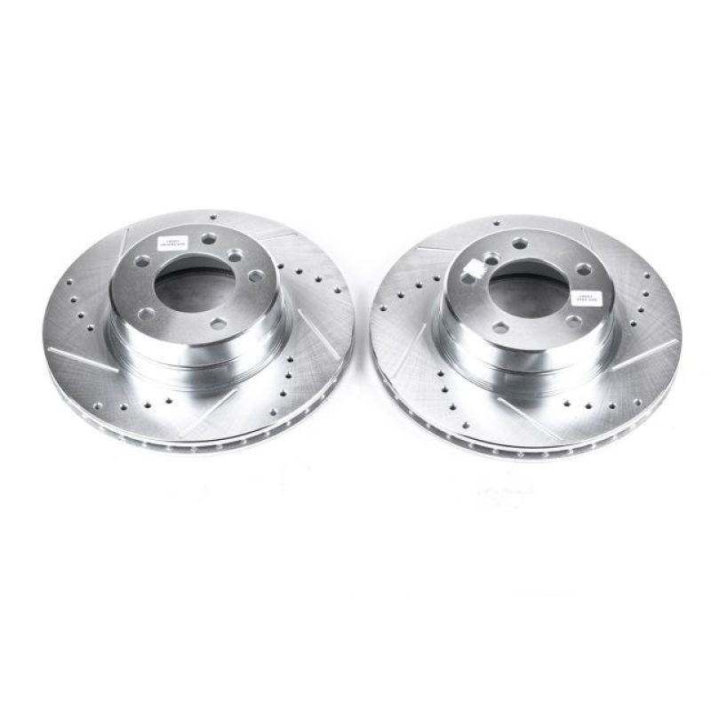 BMW 5 Series Brake Rotors (2) - Front - PowerStop - Evolution Drilled & Slotted - Silver - `04-`07 BMW 5 Series Brake Rotors (2) - Front - PowerStop - Evolution Drilled & Slotted - Silver - `04-`07