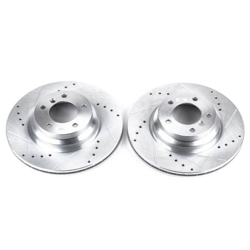 BMW 3 Series Brake Rotors (2) - Front - PowerStop - Evolution Drilled & Slotted - Silver - 2006