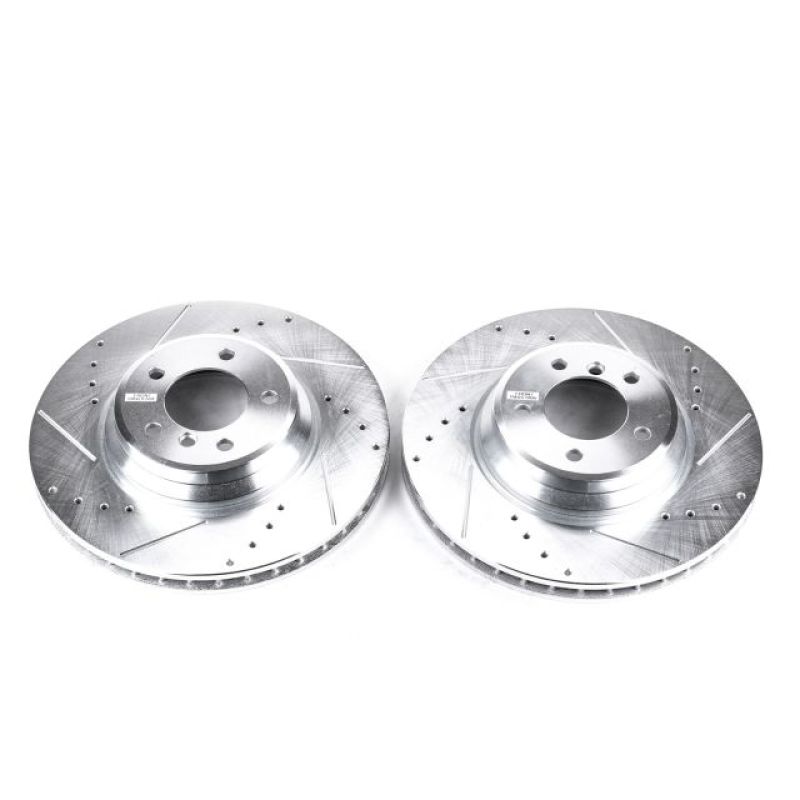 BMW 335i Brake Rotors (2) - Front - PowerStop - Evolution Drilled & Slotted - Silver - `07-`13 BMW 335i Brake Rotors (2) - Front - PowerStop - Evolution Drilled & Slotted - Silver - `07-`13