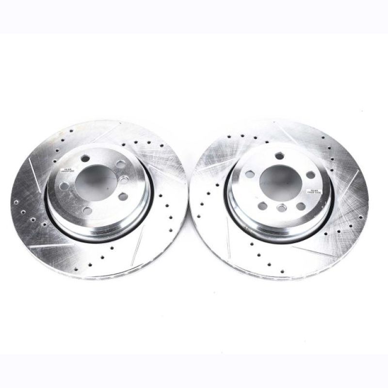 BMW 7 Series Brake Rotors (2) - Rear - PowerStop - Evolution Drilled & Slotted - Silver - `02-`05 BMW 7 Series Brake Rotors (2) - Rear - PowerStop - Evolution Drilled & Slotted - Silver - `02-`05