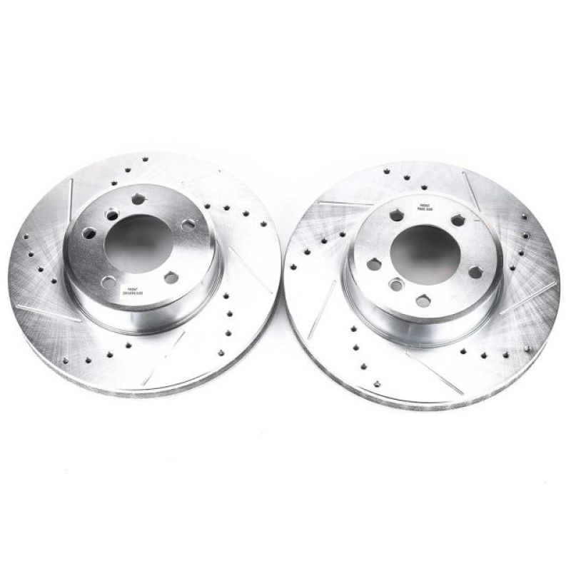 BMW 535i Brake Rotors (2) - Front - PowerStop - Evolution Drilled & Slotted - Silver Zinc - `09-`10 BMW 535i Brake Rotors (2) - Front - PowerStop - Evolution Drilled & Slotted - Silver Zinc - `09-`10