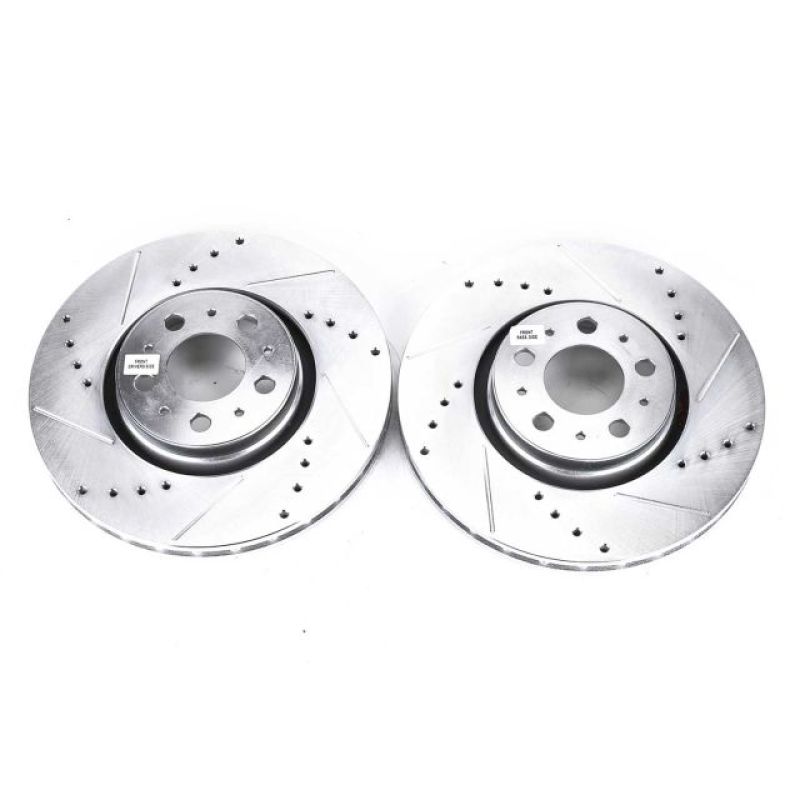 Volvo S60 Brake Rotors (2) - Front - PowerStop - Evolution Drilled & Slotted - Silver - `08-`09