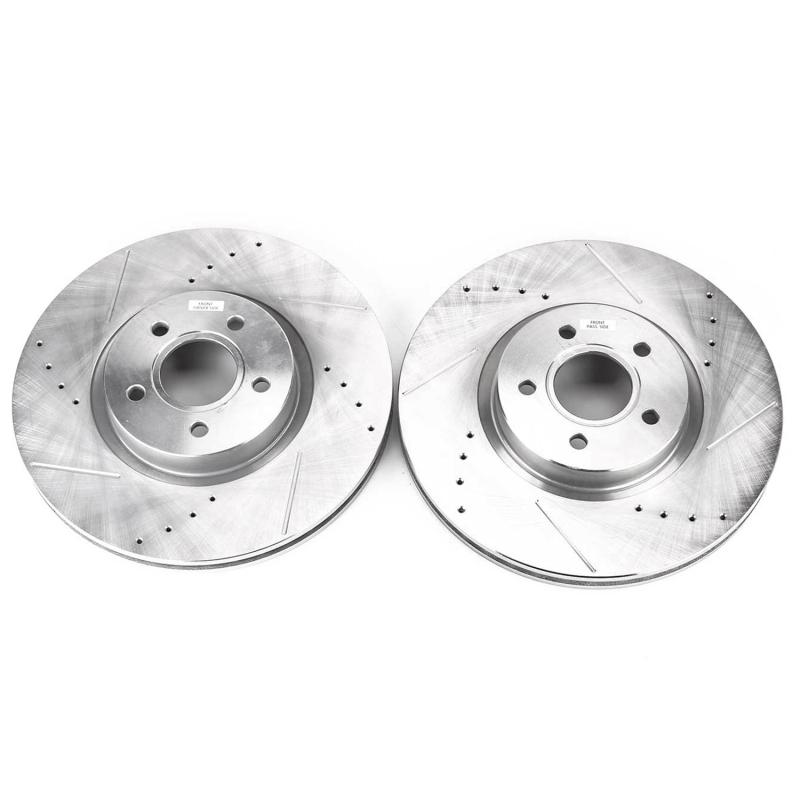 Ford Escape Brake Rotors (2) - Front - PowerStop - Evolution Drilled & Slotted - Silver - `13-`19