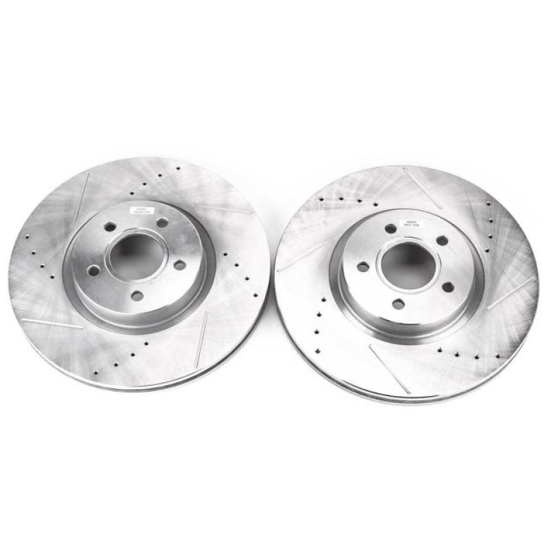 Ford Escape Brake Rotors (2) - Front - PowerStop - Evolution Drilled & Slotted - Silver - `13-`19