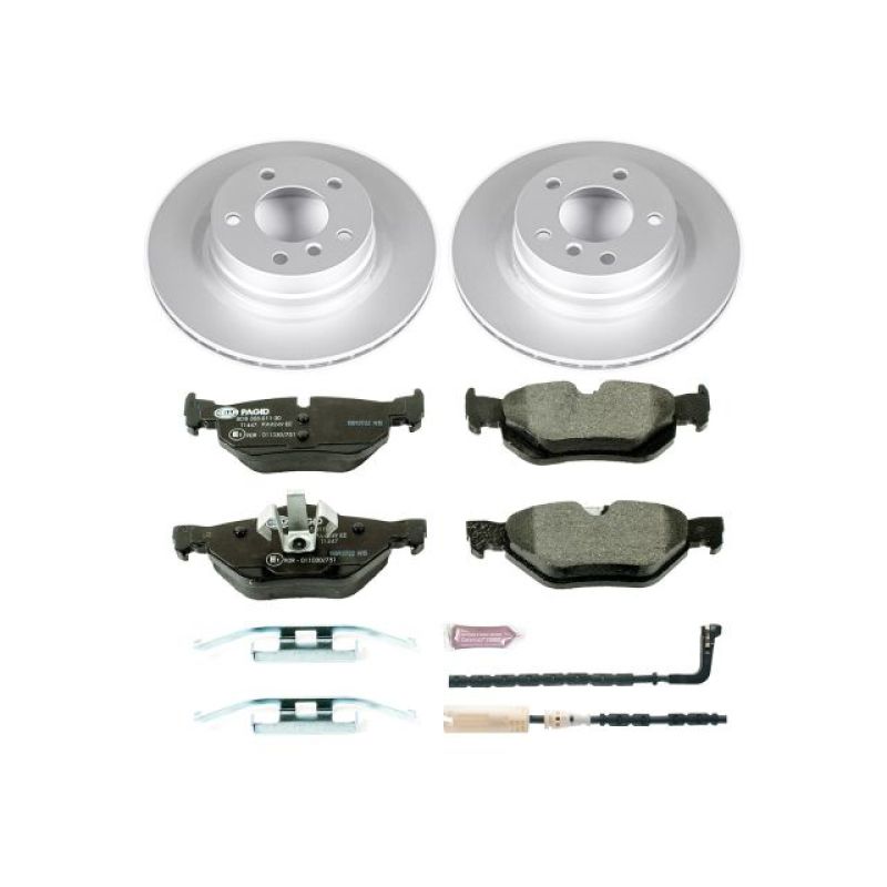 BMW 3 Series Brake Kit - Rear - PowerStop - Genuine Geomet Fully Coated Rotors, ECE-R90 Certified Pads w/ Hardware, Pad Sensors - 2006