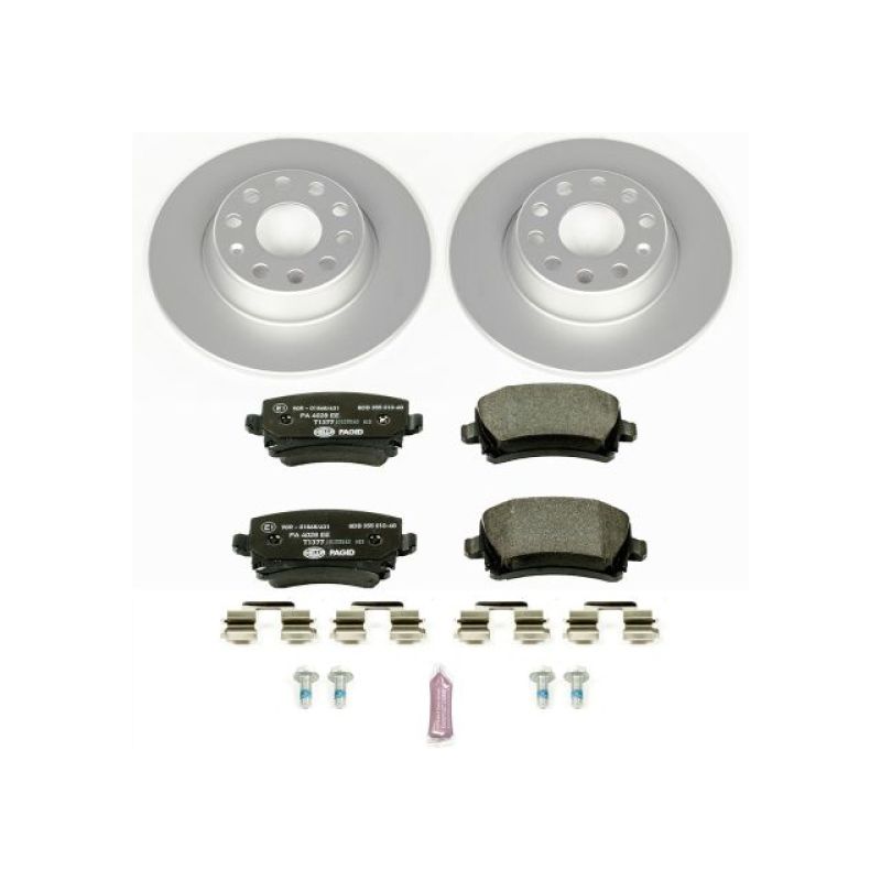 Audi A3 Brake Kit - Rear - PowerStop - Genuine Geomet Coated Rotors + ECE-R90 Brake Pads - `06-`09 Audi A3 Brake Kit - Rear - PowerStop - Genuine Geomet Coated Rotors + ECE-R90 Brake Pads - `06-`09