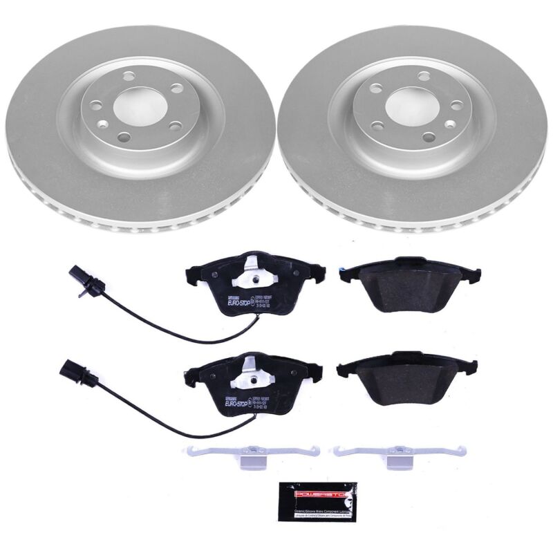 Audi S4 Brake Kit - Front - PowerStop - Genuine Geomet Coated Rotors, ECE-R90 Certified Pads - `04-`09