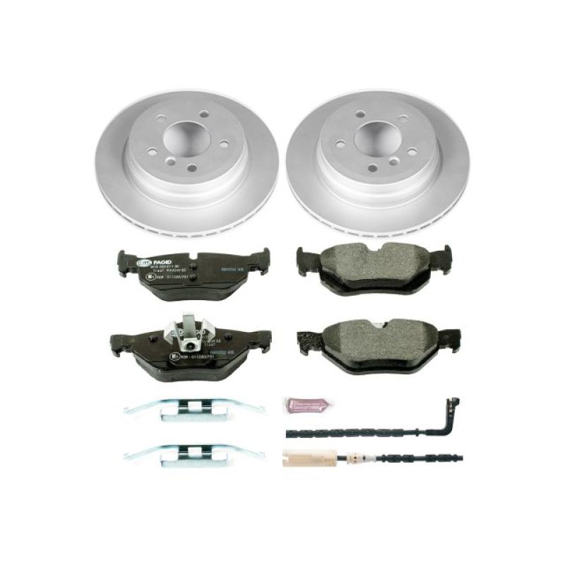 BMW 3 Series Brake Kit - Rear - PowerStop - Genuine Geomet Coated Rotors + ECE-R90 Brake Pads + Hardware Kit - `07-`10