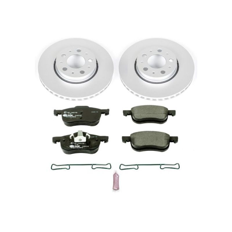 Volvo S60 Brake Kit - Front - PowerStop - Geomet Coated Rotors + ECE-R90 Certified Pads - `01-`07