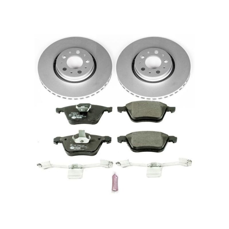 Volvo S60 Brake Kit - Front - PowerStop - Genuine Geomet Coated Rotors + ECE-R90 Certified Pads - `08-`09